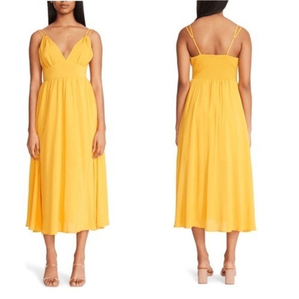 BB DAKOTA BY STEVE MADDEN Challi Midi Dress, Summer,‎ Yellow, Medium (6-8), NWT